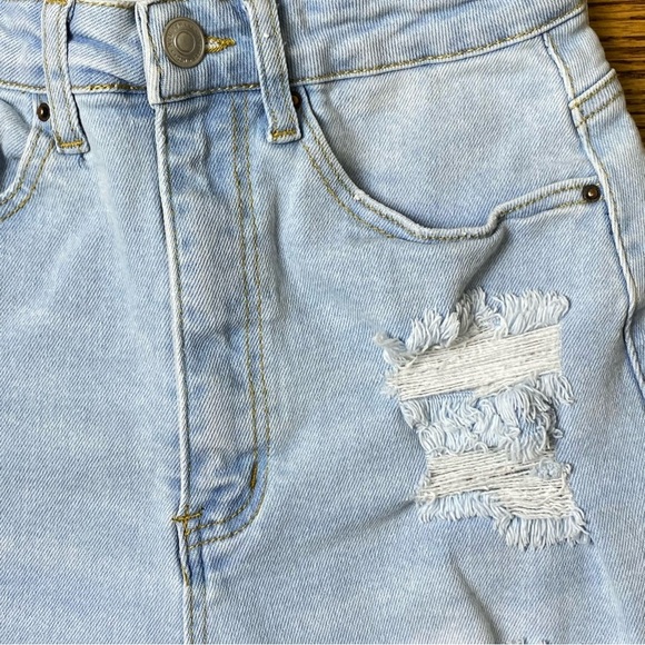 SALE. Wax Jeans, High Waist Stretchy Jean Short Wash Distressed Raw, Size Med - Picture 2 of 6